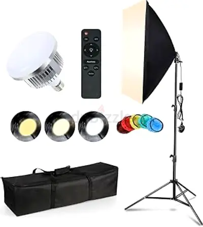 Softbox Studio Lighting Kit with Bulb, Softbox, Stand and Gels
