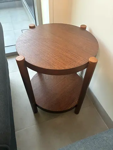 Solid wood round side table + 2 circle round tables - so total 3 pieces