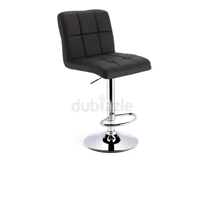 Adjustable Black Padded Bar Stool with Chrome Base