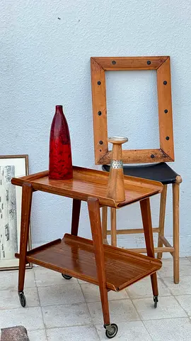 Mid-century teak serving trolley / bar cart (1960s style)