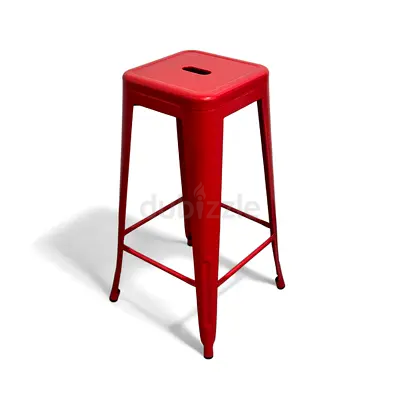 Red Metal Bar Stool - Industrial Style
