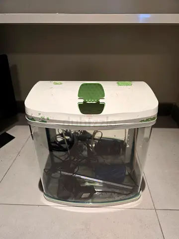 Small rectangular aquarium tank with lid and filter