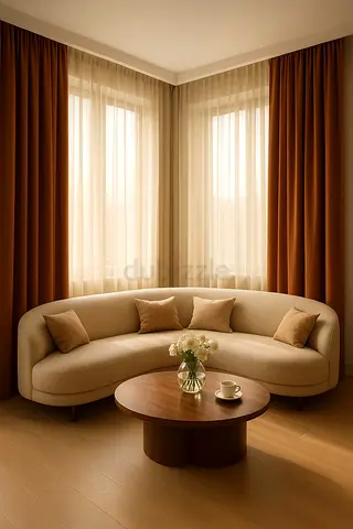 Modern Curved Sofa with Matching Cushions