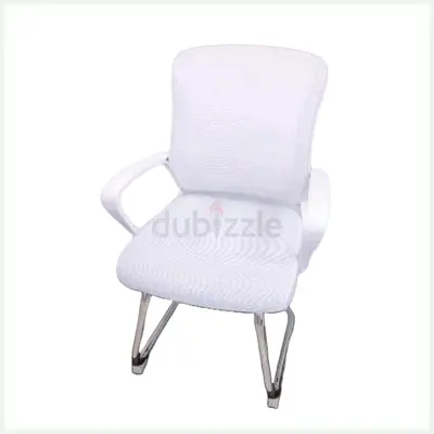White Mesh Ergonomic Visitor Chair with Metal Legs