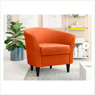 Modern Orange Tub Chair with Black Wooden Legs