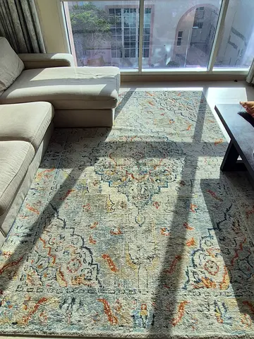 Large Modern Area Rug - Light Blue with Muted Pattern