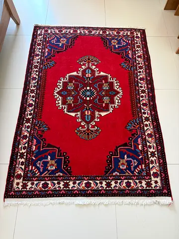 Red Oriental/Middle Eastern Wool Rug - Medallion Design (Good Condition)