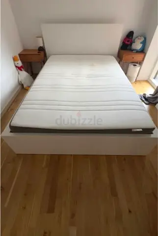 Malam queen size bed 160/200cm bed with 2 storage drawers underneath and Ikea mattress is available