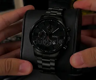 SOKI All-Black Mens Stainless Steel Chronograph Watch - BRAND NEW
