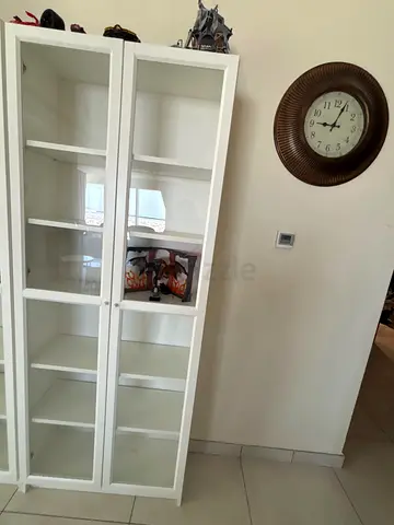 White Glass-Door Display Cabinet / Bookcase - Good Condition