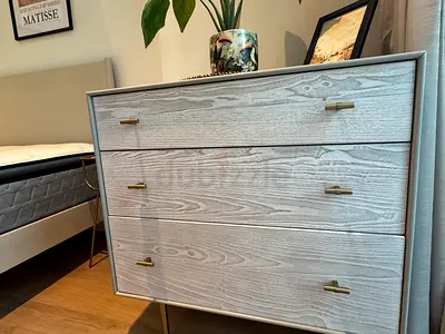 West Elm 3-Drawer Chest, Grey wood grain