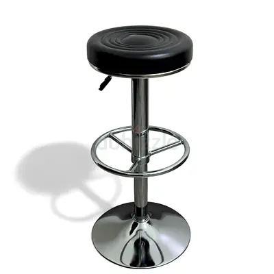 Adjustable Chrome Bar Stool with Black Padded Seat
