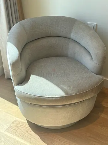 West Elm Swivel Armchair in Beige Fabric