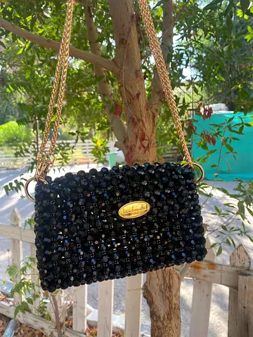 Brand new black crystal handmade beaded bag