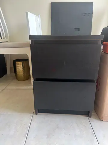 Modern Dark Brown Two Drawer Nightstand