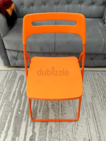 Orange Folding Plastic Metal Frame Chair - Compact and Lightweight