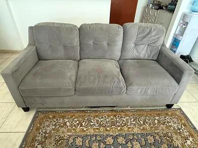 Grey 3+1 Seater Fabric Sofa - Good Condition