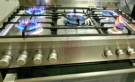 Stainless Steel 5-Burner Gas Cooker with Oven - Good Working Condition