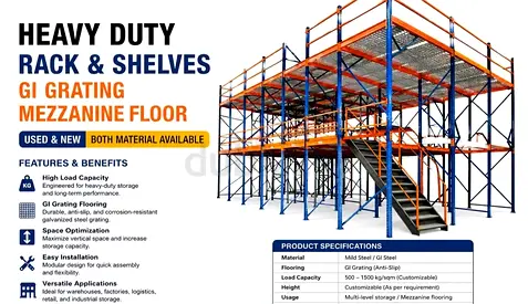 Heavy Duty Industrial Rack  Shelving System with GI Grating Mezzanine