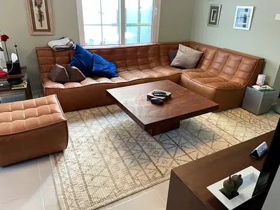Corner sofa 5 seater raw leather for sale