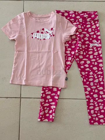 Puma Girls Pink Leggings  T-Shirt Matching Set