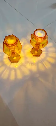 Decorative Amber Table Lamps Pair battery operated