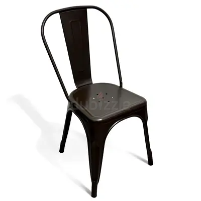 Industrial Metal Dining Chair - Dark Brown, Solid Steel