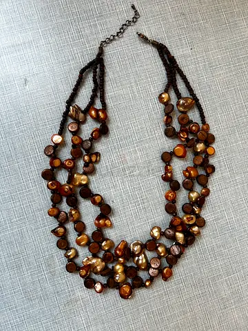 Real pearl 3 layer necklace