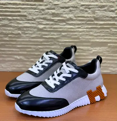 Hermes Light Grey  Black Casual Sneakers - Comfortable Everyday Shoes