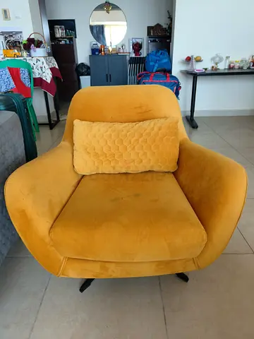 Yellow Velvet Accent Armchair - 2 pieces