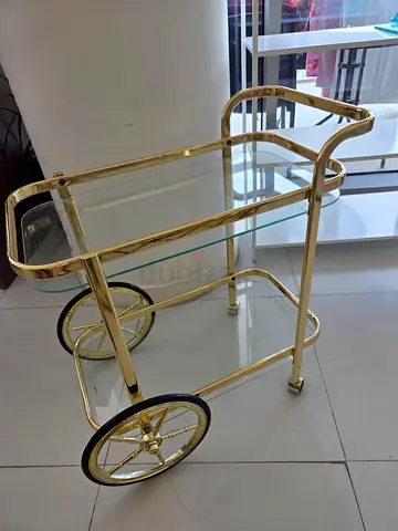 Gold Metal  Glass Serving Trolley / Bar Cart - Good Condition