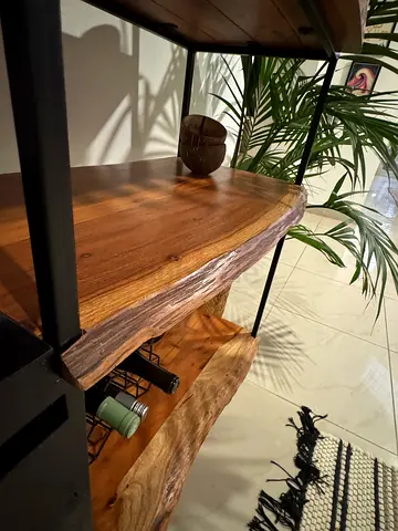Live Edge Solid Wood Console/Storage/Display Table with Metal Legs