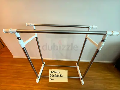 Stainless Steel Double Rail Clothes/Towel Rack - 90x98x33 cm