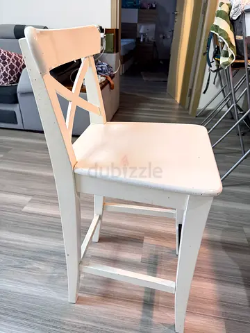 White Wooden Ikea bar stool with X-Back - 2 piece