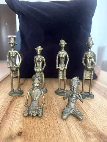 Set of 6 Vintage Brass figurines, Dhokra art