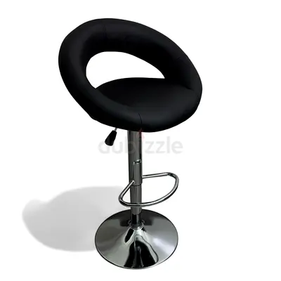 Modern Black Swivel Bar Stool with Chrome Base