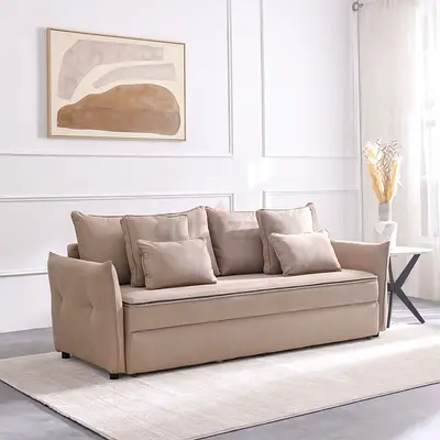 3-Seater Fabric Sofa Bed - Beige