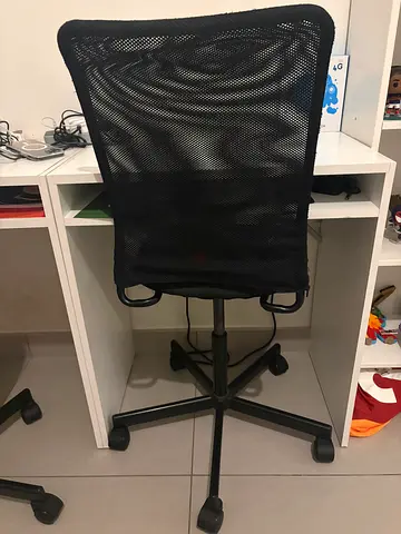 White desk and Black Mesh Office Chair with Wheels - Good Condition ( 2 sets are available)