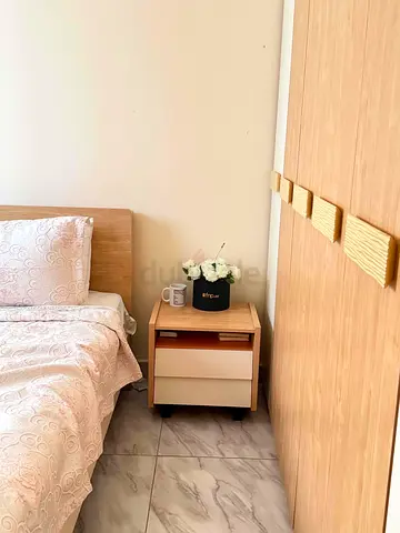 Light Wood Bedside Table / Nightstand with Two Drawers - Good Condition