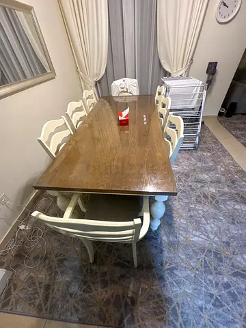 Solid Wood Dining Table with 6 Chairs