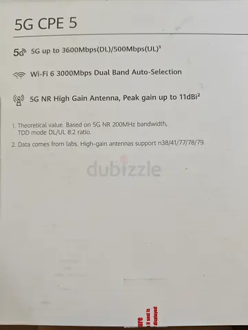5G CPE Router (5G NR High Gain Antenna, Dual-Band Wi‑Fi)