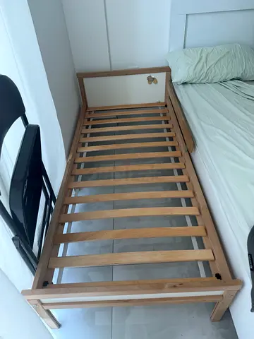 Ikea bed Single wooden bed frame with slats - light oak