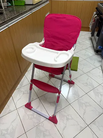 Pink Adjustable Baby High Chair with Removable Tray