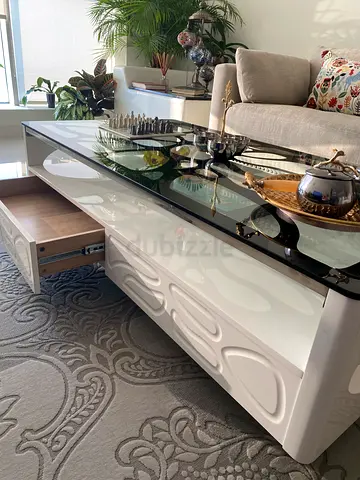Glass Top Coffee Table with Storage Drawers- high quality modern design