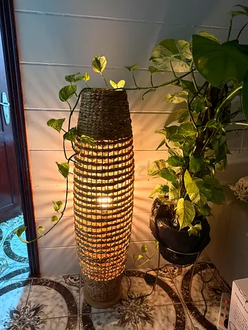 Handwoven Tall Floor Lamp - Warm Ambient Light