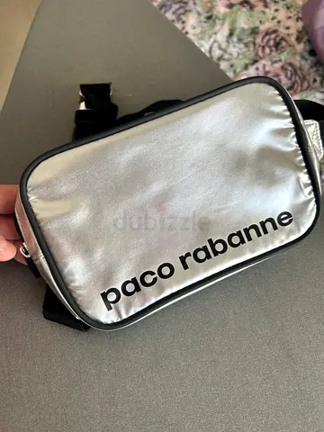 Paco Rabbane Silver metallic zip pouch / small crossbody bag or waist bag