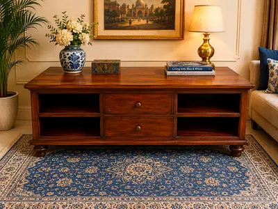 Marina Home solid wood tv table with 2 Drawers