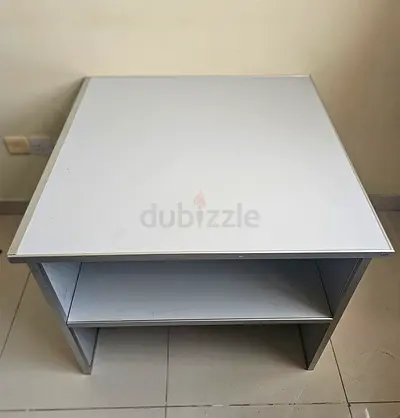 Simple White Square Side Table with Shelf                        measurement....30 ×33 ×29 inch .