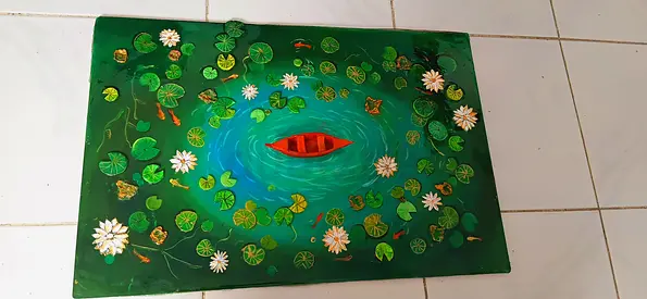Lotous Pond Resin art PAINTING