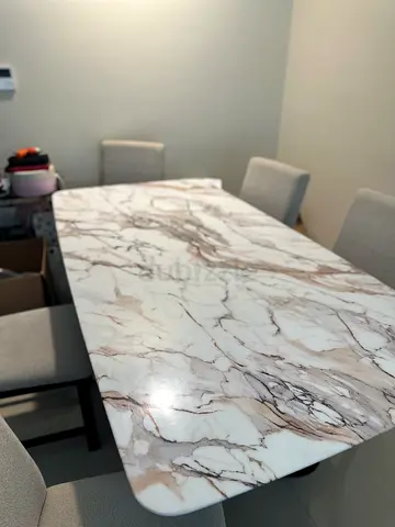 Luxury Marble Effect Dining Table Set with 6 Chairs – Like New